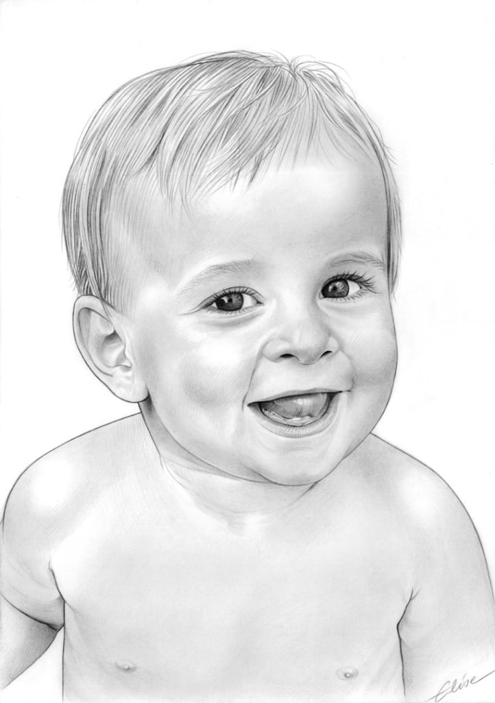 Portrait Dessin Petit Gar On Riant En Noir Et Blanc Les Dessins D Lise