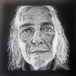 Dessin portrait d'Elise, femme d'après photo de Lee Jeffries