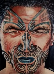 Portrait dessin d'un homme maori de Nouvelle-Zelande