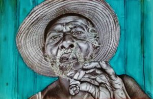 Portrait dessiné d'un cubain au cigare d'après une photo de Réhahn Croquevielle