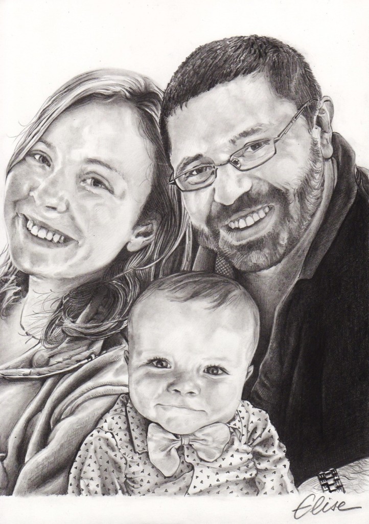 Portrait Dessin D Apres Photo De Famille Parents Et Bebe Les Dessins D Elise