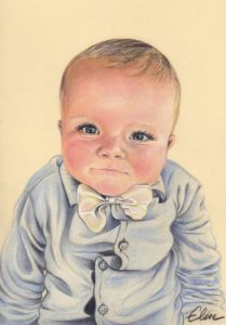 Portrait dessin d'après photo de bébé petit garçon