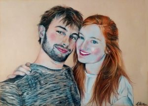 Portrait dessin d'après photo de couple
