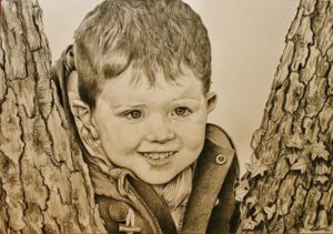 Portrait dessin d'après photo enfant d'un petit garçon