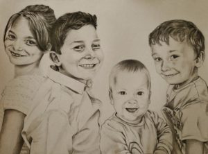 Portrait dessin d'après photo d'enfants