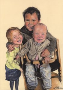 Portrait dessin d'après photo d'enfants