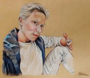 Portrait individuel : dessin d'après photo d'une femme