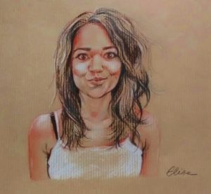 Portrait individuel : dessin d'après photo d'une jeune femme