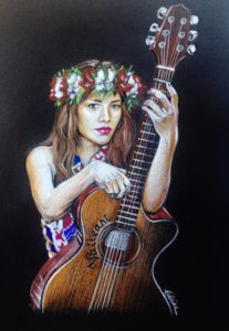 Portrait individuel : dessin d'après photo d'une jeune femme
