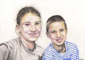 portrait-dessin-d-après-photo-enfants-frère-et-soeur-2