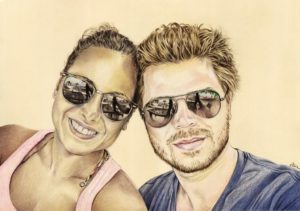 portrait-dessin-d-après-photo-couple-vacances