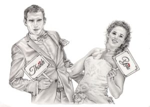 portrait-dessin-d-après-photo-couple-mariés