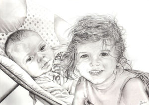 portrait-dessin-d-après-photo-enfants-frère-et-soeur-3