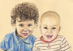 portrait-dessin-d-après-photo-enfants-frères