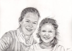portrait-dessin-d-après-photo-enfants-sœurs-1