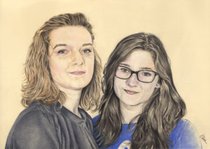 portrait-dessin-d-après-photo-enfants-sœurs-2