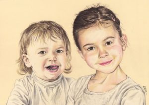 portrait-dessin-d-après-photo-enfants-sœurs-2