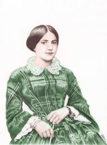 Dessin portrait d'après une photo ancienne de Sainte Zélie
