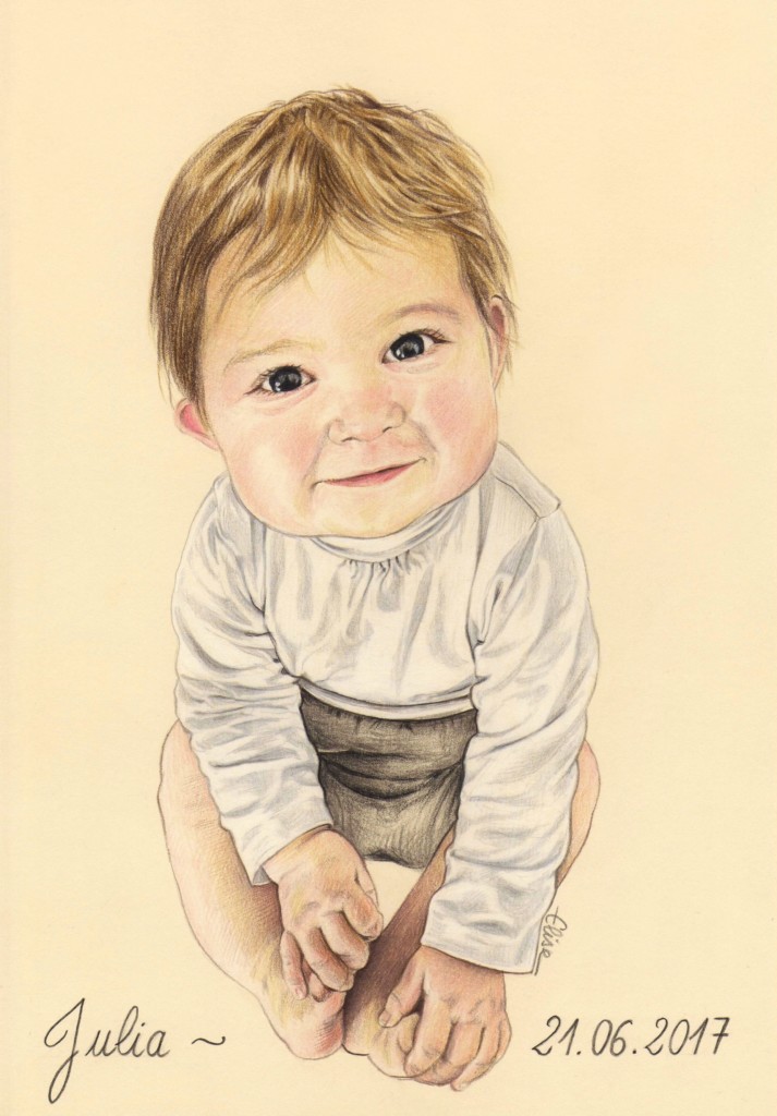Portrait Dessin D Apres La Photo De Bapteme D Un Bebe Souriant Les Dessins D Elise