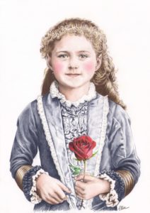 Portrait dessin d'après photo de Sainte Thérèse enfant