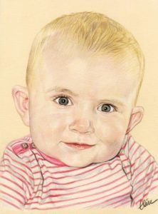 Portrait dessin d'après la photo d'un bébé en couleur