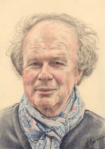 Dessin portrait d'après une photo d'un homme avec un foulard