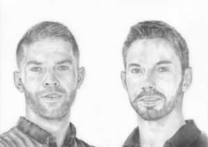 Portrait dessin d'après photo de deux frères