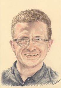 Portrait dessin d'un homme à lunettes