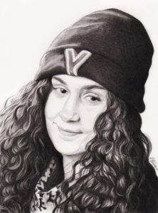 Portrait dessin d'une jeune fille avec un bonnet