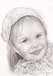 Portrait dessin d'une petite fille en costume traditionnel