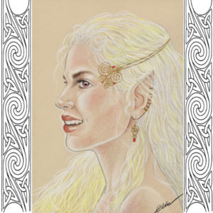 Dessin d'une elfe d'inspiration celtique