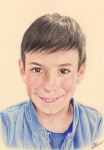 Portrait dessin en couleur d'un jeune garçon