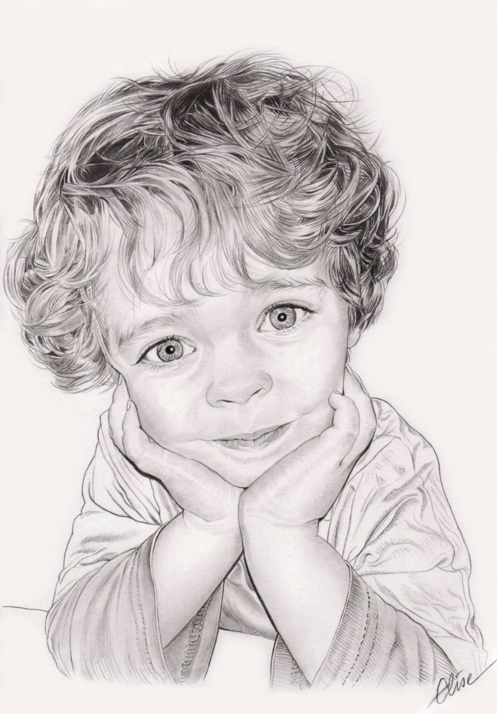 Portrait Dessin En Noir Et Blanc D Un Enfant Accoude Les Dessins D Elise