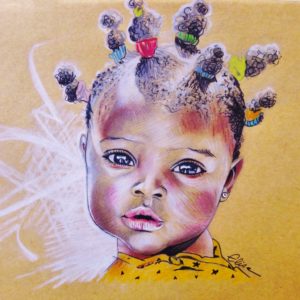 Croquis stylisé d'une petite africaine