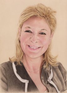 Portrait dessin d'une femme souriante en couleur