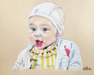 Portrait dessin d'après photo d'un bébé