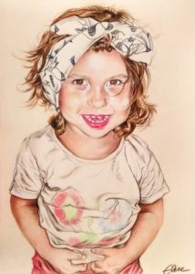 Portrait dessin d'après photo d'une petite fille