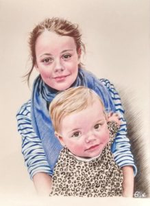 Portrait dessin d'après photo de petites filles