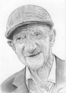 Portrait dessin d'un vieil homme avec un béret