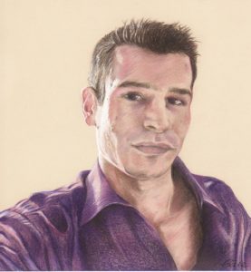 Portrait dessin d'après photo d'un jeune homme