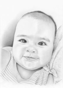 Portrait dessin d'un bébé souriant