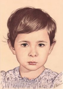 Portrait dessin d'une petite fille aux cheveux courts