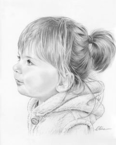 Portrait dessin d'une petite fille de profil