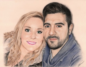 Dessin d'un jeune couple en couleur