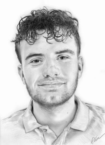Portrait dessin d'un jeune homme en noir et blanc
