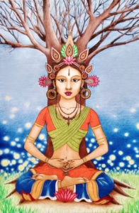 Dessin d'une déesse inspiration buddhiste