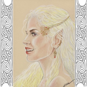 Dessin d'une elfe d'inspiration celtique