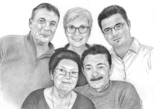 Dessin familial à partir de plusieurs photos