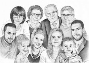 Portrait de famille au crayon