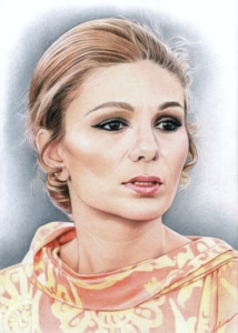 Portrait dessin d'après photo de Farah Pahlavi